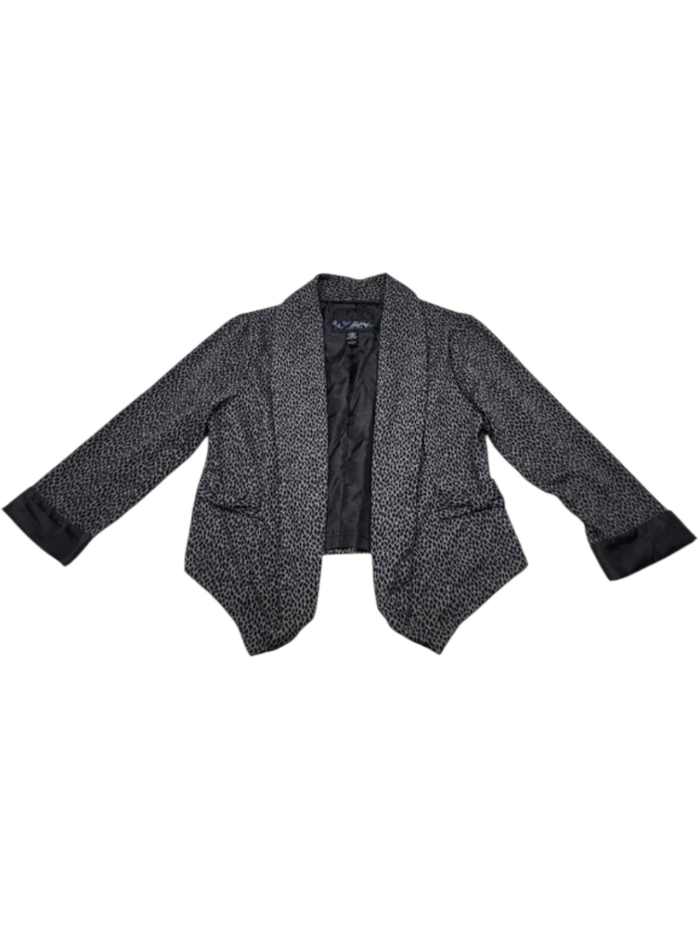 Daytrip Black Leopard Print Blazer Jacket Women's Size Small Adorned with Bows